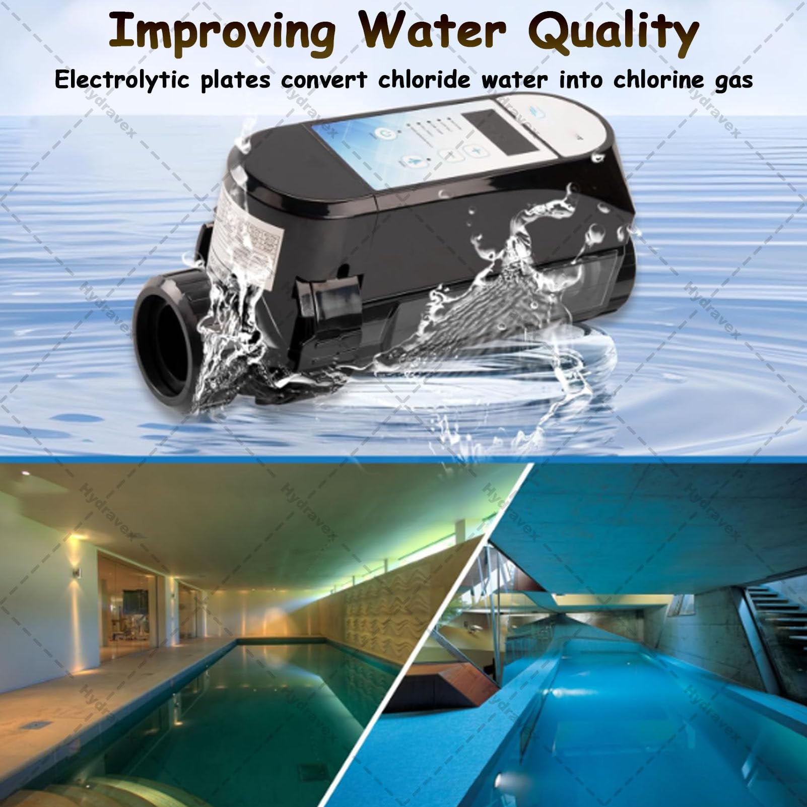 Clorador de sal para piscinas, generador de cloro salino para piscinas elevadas, sistemas de piscina de agua salada con wifi integrado y pantalla de salinidad, clorador de sal para piscinas 4g/h