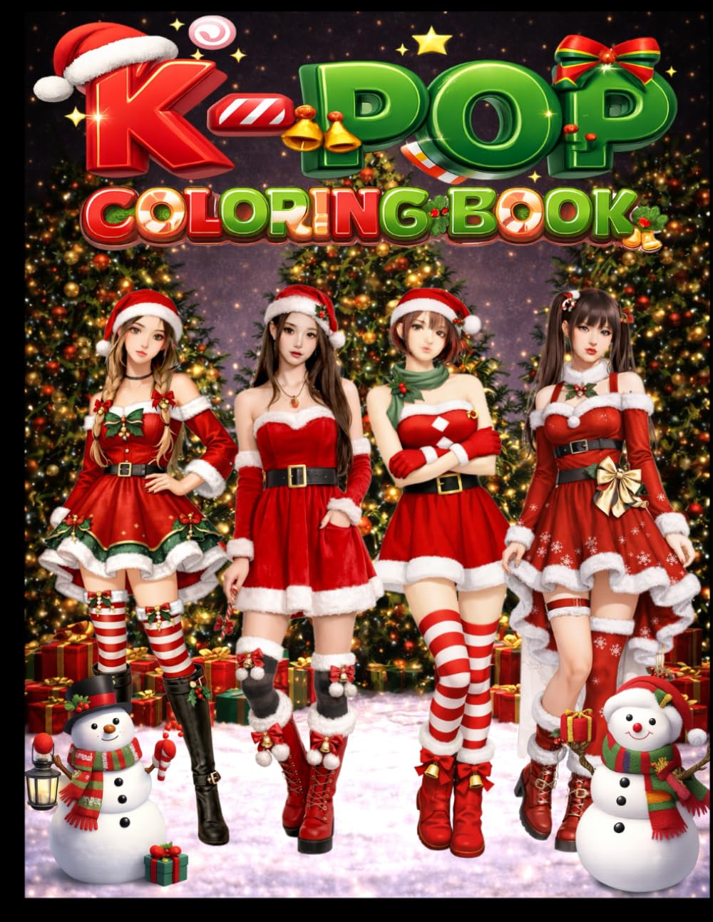K-Pop Christmas Coloring Book for All Ages – Cozy Winter Holiday Scenes, Cute Manga, Chibi & Kawaii Idols Fashion, Jumbo 50 Pages, Perfect Gift for K-Pop Fans