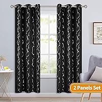 Vista 369 de BGment Room Darkening Curtains 95 Inches Long, Grommet Thermal Insulated Blackout Curtains with Wave Line and Dots Printed for Bedroom, 2 Panels