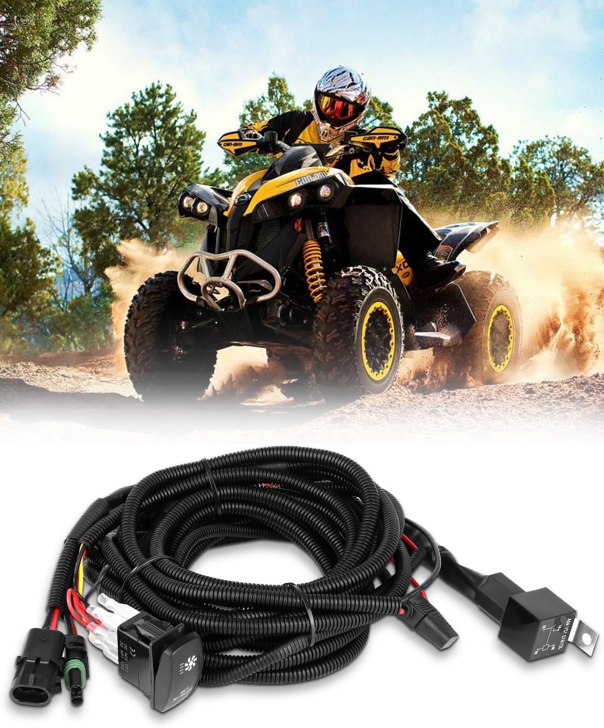 Goottan ATV UTV Fan Override Switch Kit LED Rocker Switch