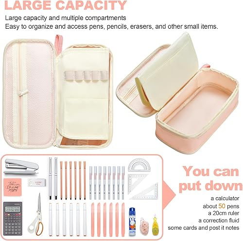 Miniatura 6 de YOKUMA Estuche para lápices de gran capacidad para niñas, estuche para lápices de gran capacidad, suministros escolares estéticos kawaii, para