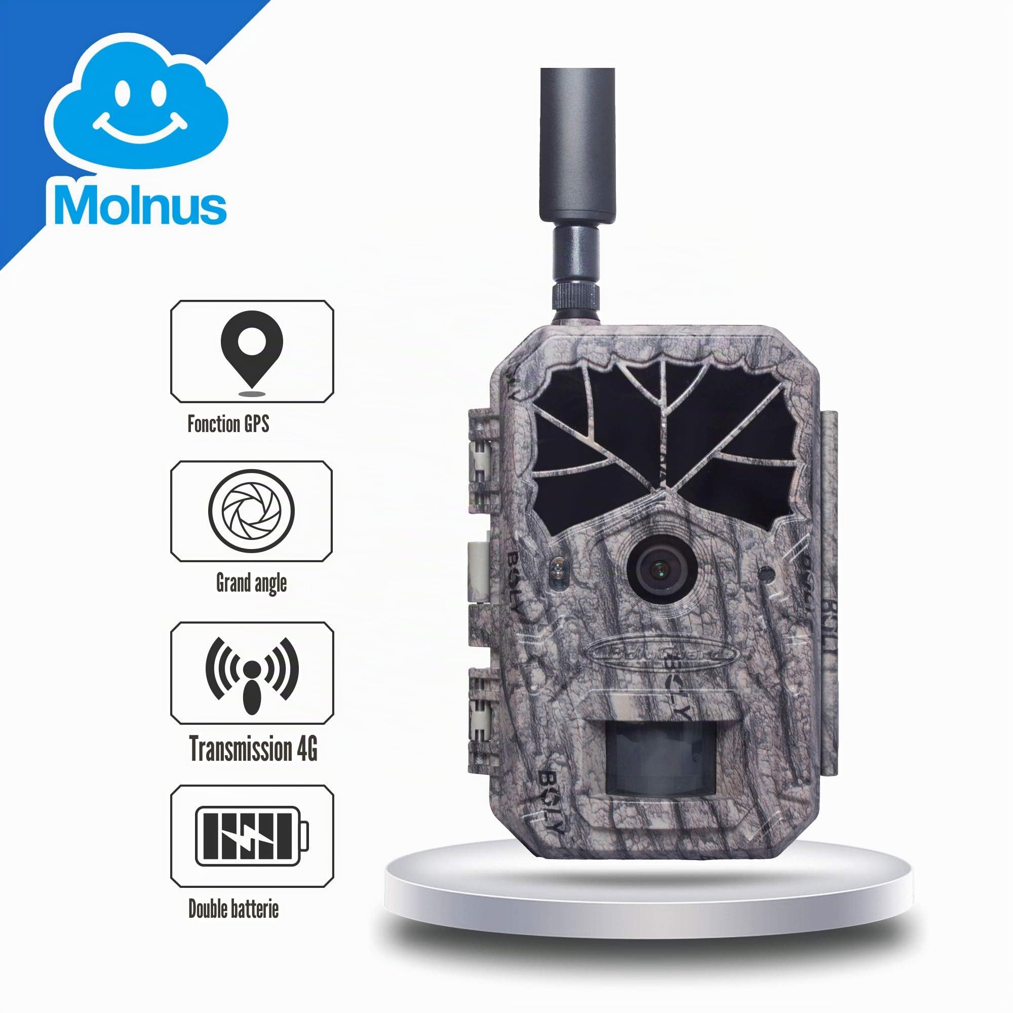 Bolyguard Caméra de Chasse HD 940nm IR LED, caméra Sauvage 36mp 4G, Camouflage modèle Hors Route caméra de Jeu de Surveillance de sécurité extérieure de Reconnaissance GPS molnus