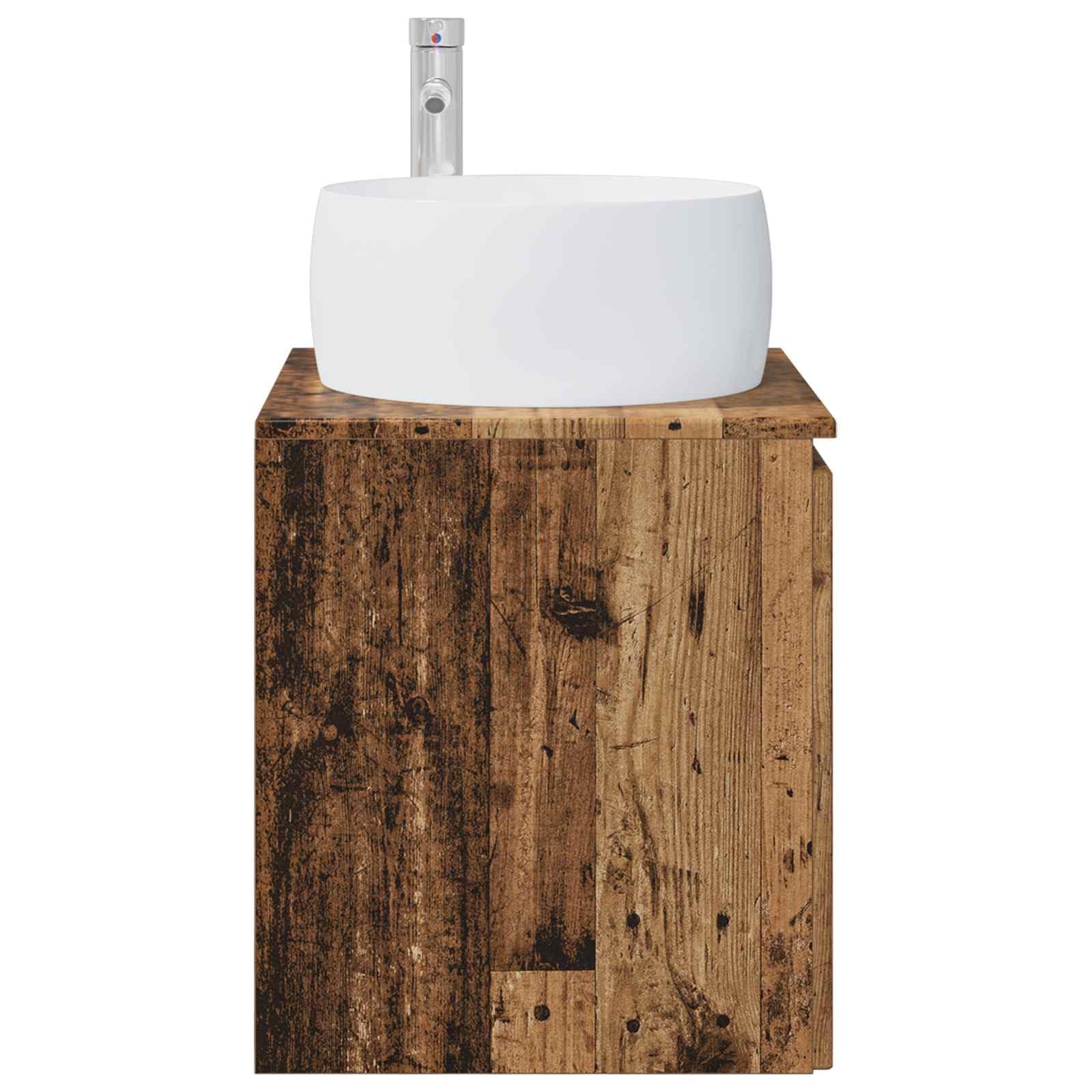 Lavabo con lavabo da parete, in legno anticato, 49,5 x 44,5 x 66