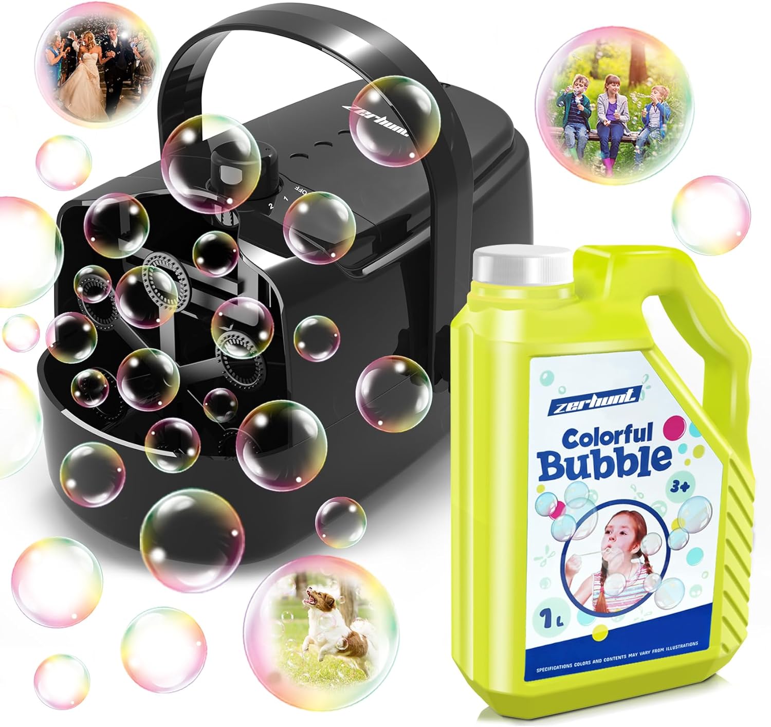 Bubble Machine Durable Automatic Bubble Blower and Zerhunt