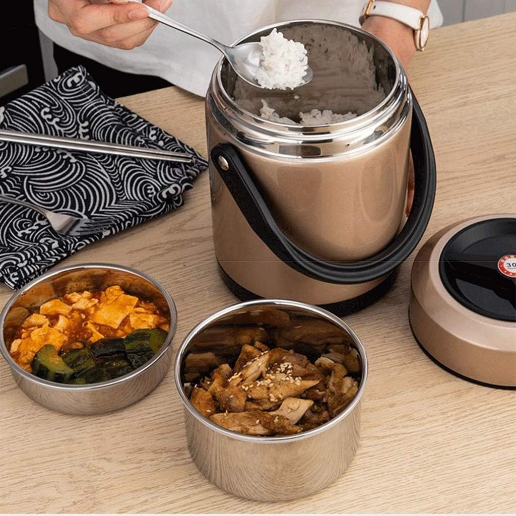 Insulation Lunch Box Soup Boxbox Insulation Barrel Large Capacity Multi-layer Lunch Box Office Worker Person Portable Soup Barrel(D,1.6L)