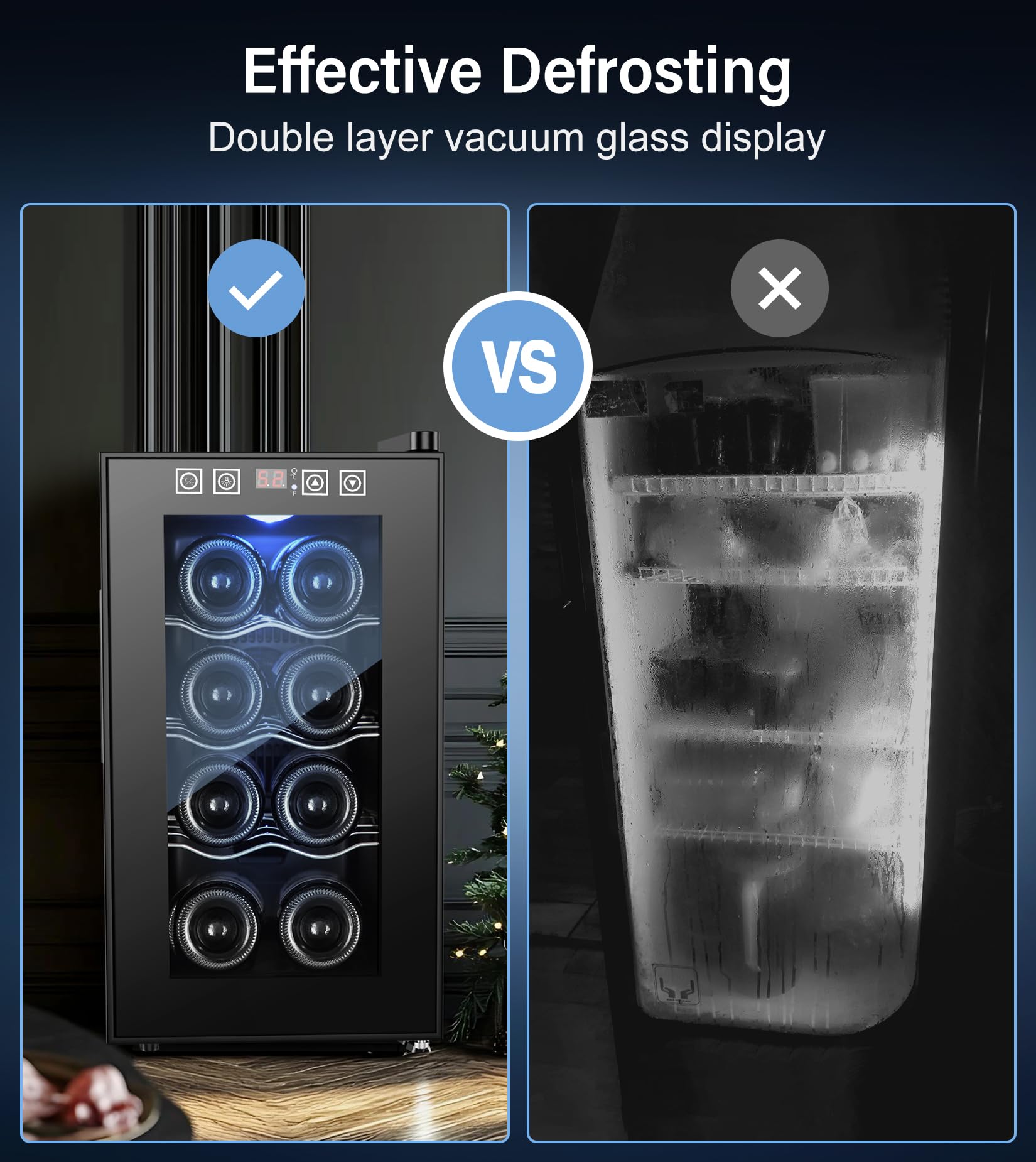 Rlpi 8 Bottle Thermoelectric Wine Fridge, Mini Wine Cooler Refrigerator With LED Touchscreen & Low-E Glass Door, No Vibration Frost-Free Quiet, Countertop/Freestanding, Safety Lock on Fridge.com - View 5
