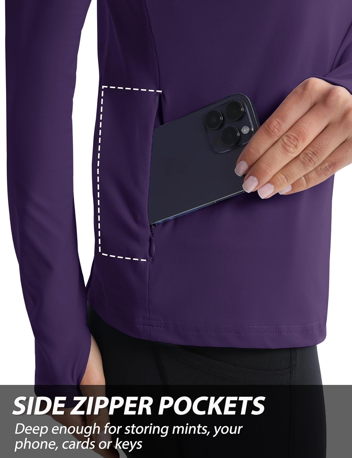 MAGCOMSEN Women's 1/4 Quarter Zip Pullover Thermal Running Shirts Long Sleeve Athletic Warm Tops with Zip Pockets - Image 4