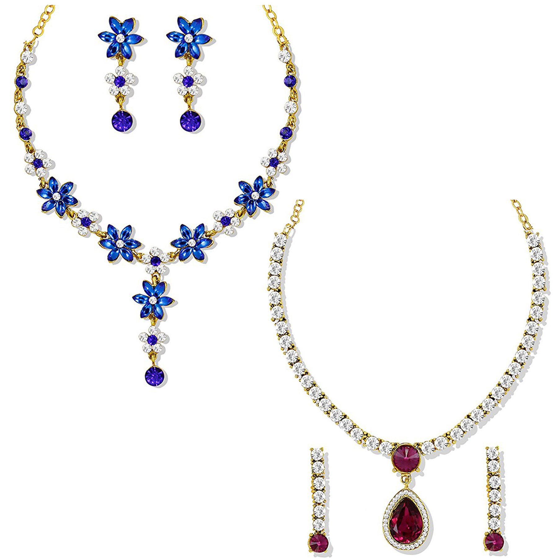 Om Jewells Gold Plated Combo Of 2 Sparkling Crystal Necklace Set For Girls And Women CO1000119 (B07C5KCR3L) Amazon Price History, Amazon Price Tracker