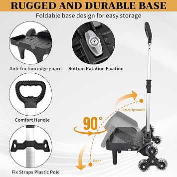 Backpack Trolley with Edge Guard, 6-Wheels Rolling Dolly Cart for Backpack