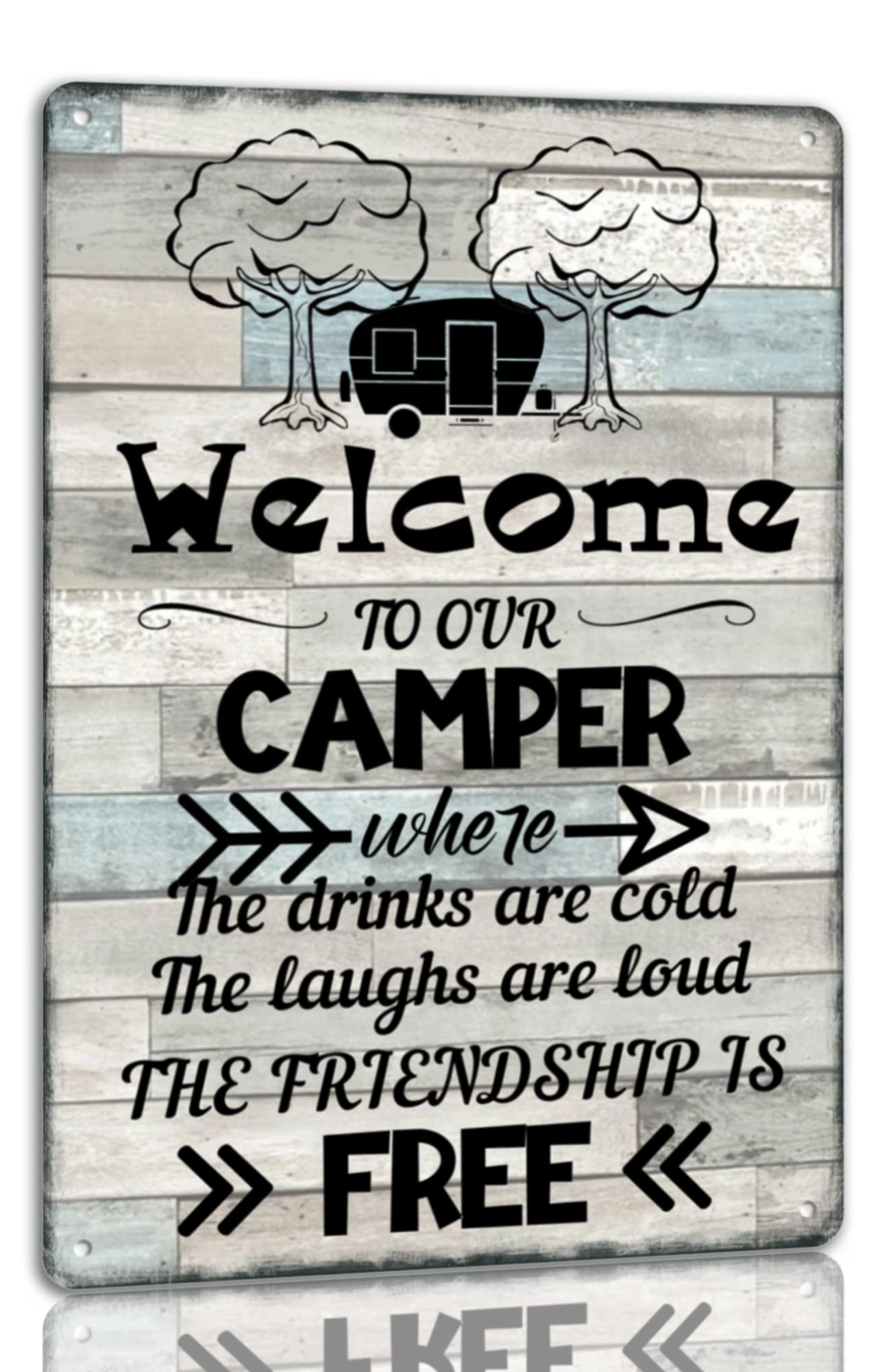 Yepyayqvk Tin Sign 472 Welcome To Our Camper Metal Tin Sign Vintage Camping Decor Signs For Cafe Bar Club 6X8 Inch