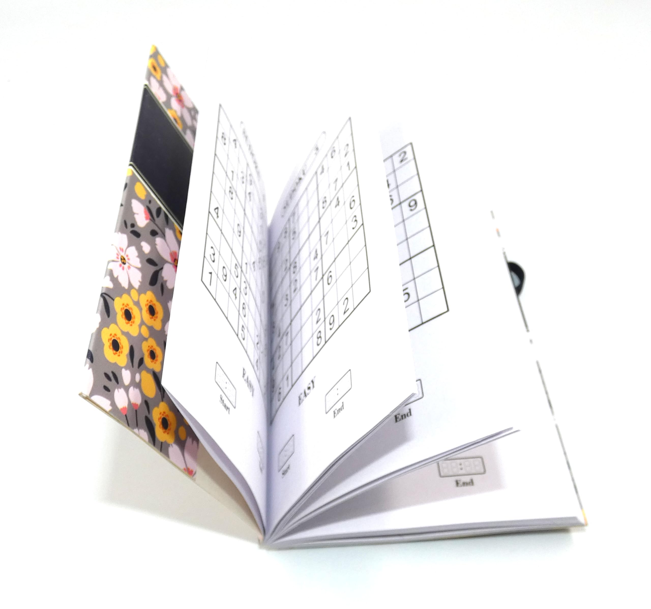 Libro de rompecabezas de sudoku con bolsillo A6, tamaño 15 x 10,5 cm, con banda elástica