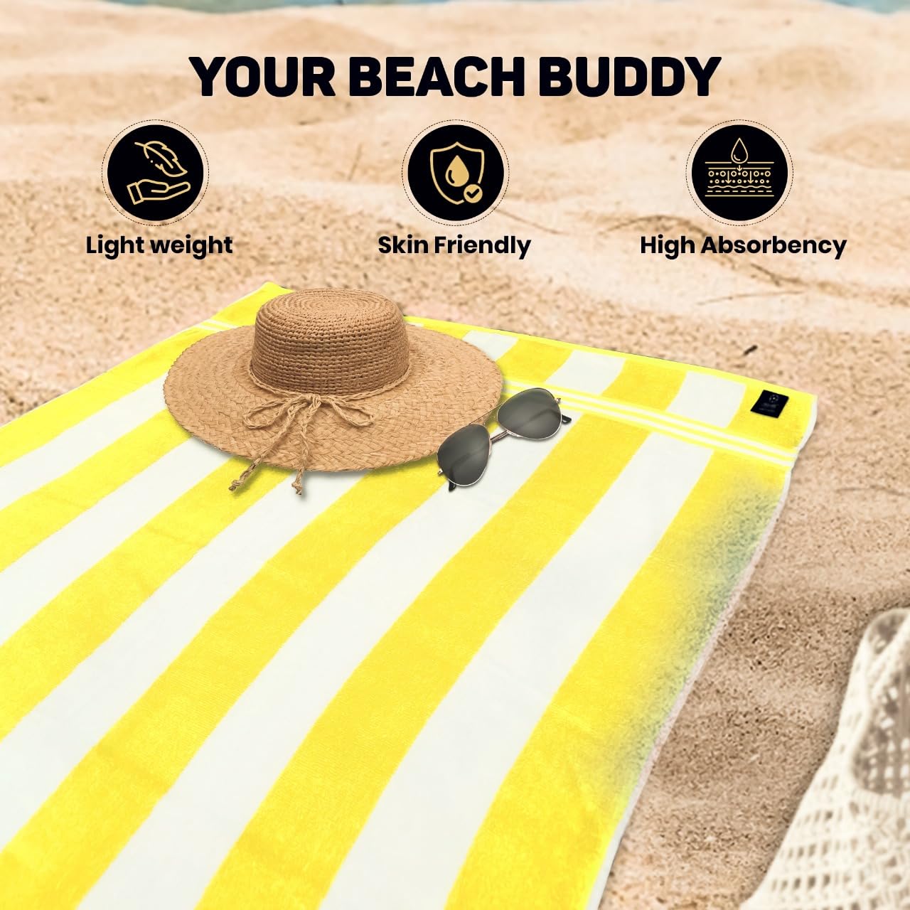 Organix Cabana Striped Beach Towels - 8 Pack, 36x72 Inch, 100% Cotton, Quick-Dry & Highly Absorbent