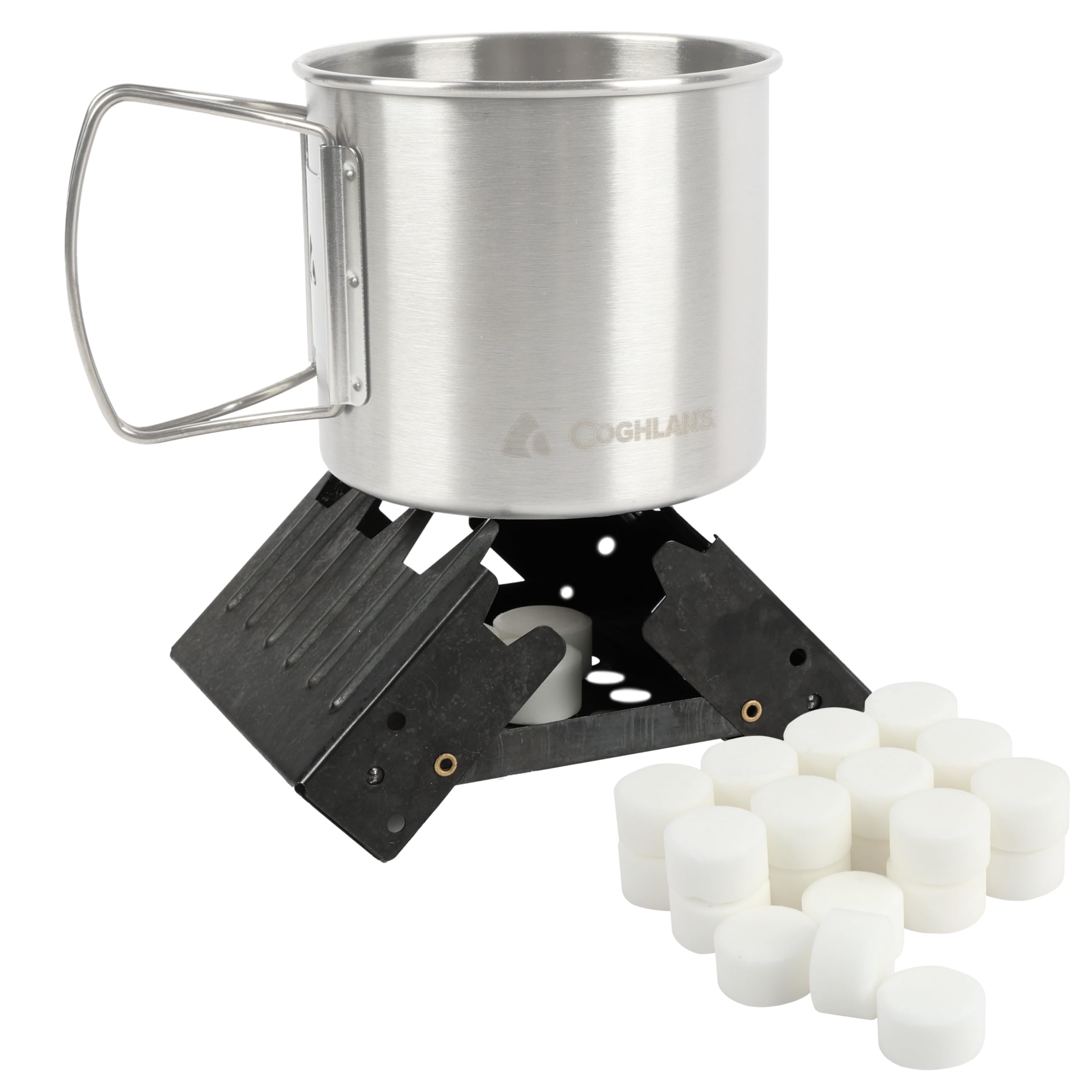 Coghlan's Emergency Stove - Lightweight, Portable Camping Stove for Backpacking, Survival, and Outdoor Cooking - Foldable Design with 24 Fuel Tablets Included (Compact for Travel and Storage)