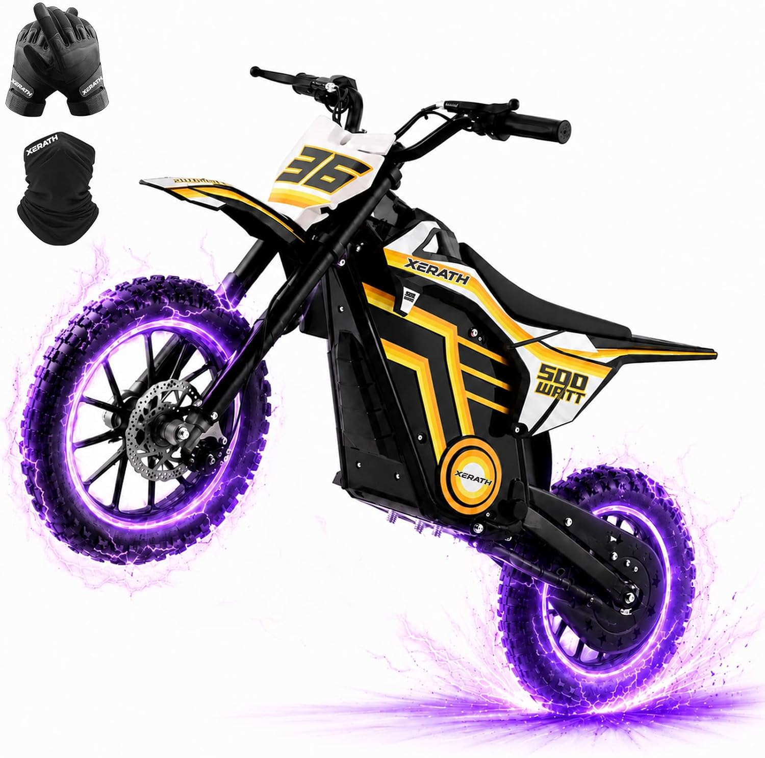 XERATH 36V 500W Electric Dirt Bike for Kids Ages 6-13, 23.6-Mile Range