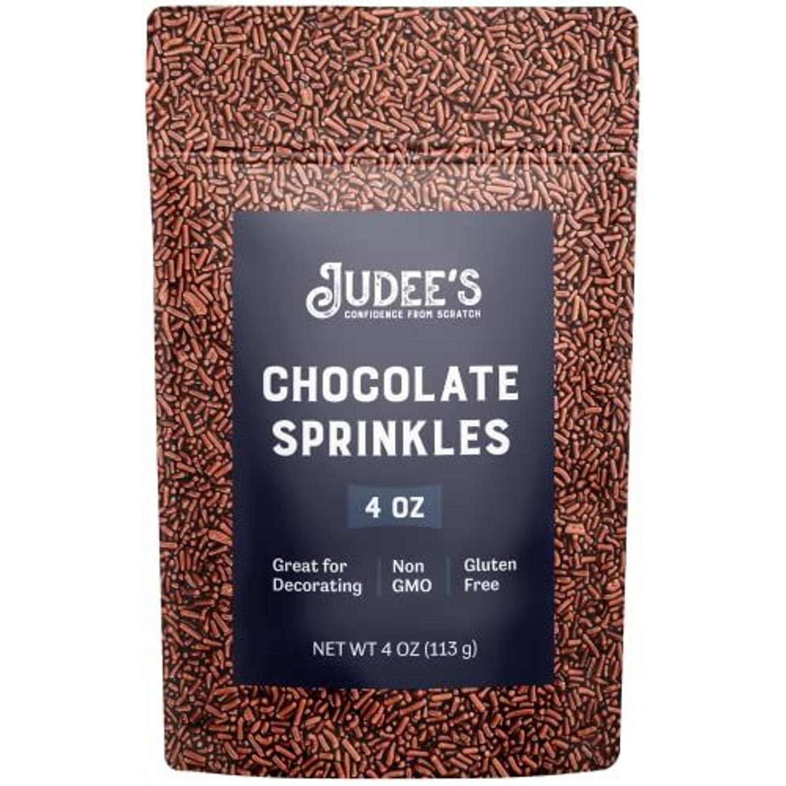 Judee's Gluten Free Gluten Free Chocolate Sprinkles - Nut-Free, No Dyes & No Seed Oil Sprinkles - Hot Chocolate & Ice Cream Topping - 4 Oz