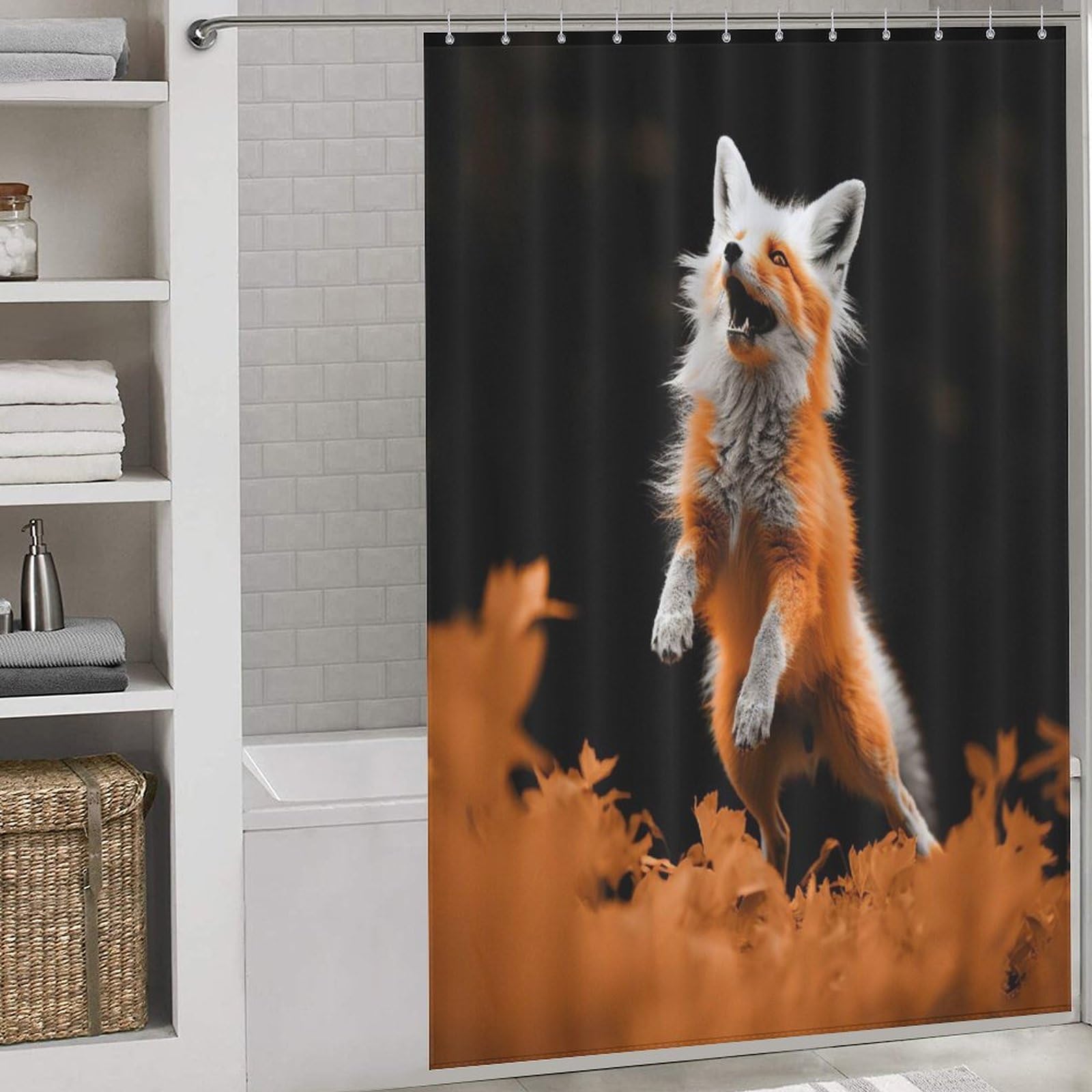 Rideau de douche renard anti-moisissure et imperméable avec crochets inclus
