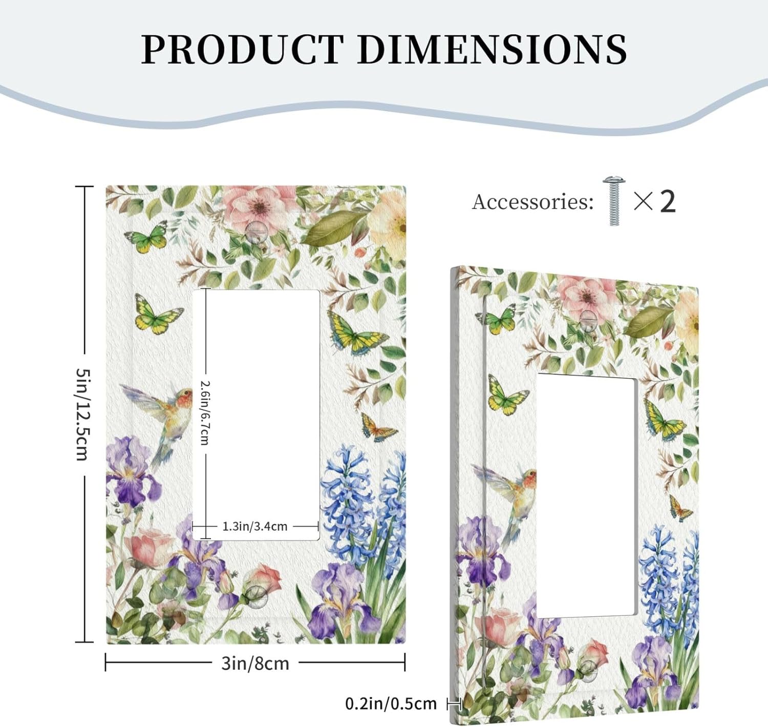 Decorative Outlet Covers Rustic Hummingbird Flower Butterfly 1 Gang Rocker Light Switch Cover Plate Single Wall Plates for Electrical Outlets Switch Plate Covers Faceplate for Home Decor