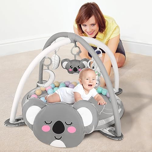 Miniatura 6 de dearlomum Tapete de juego 4 en 1 para bebé, tapete para el tiempo boca abajo para actividades en el suelo, gimnasio, piscina de pelotas que incluye