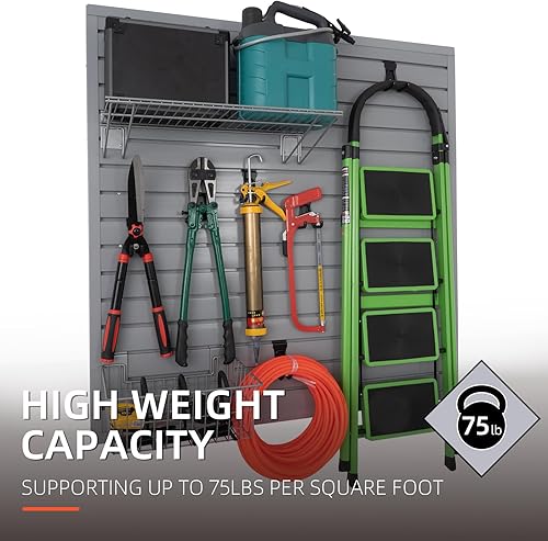 Miniatura 2 de Slatwall Panel organizador de pared de garaje resistente montado en la pared, paneles de pared de PVC para pared de garaje y sistema de