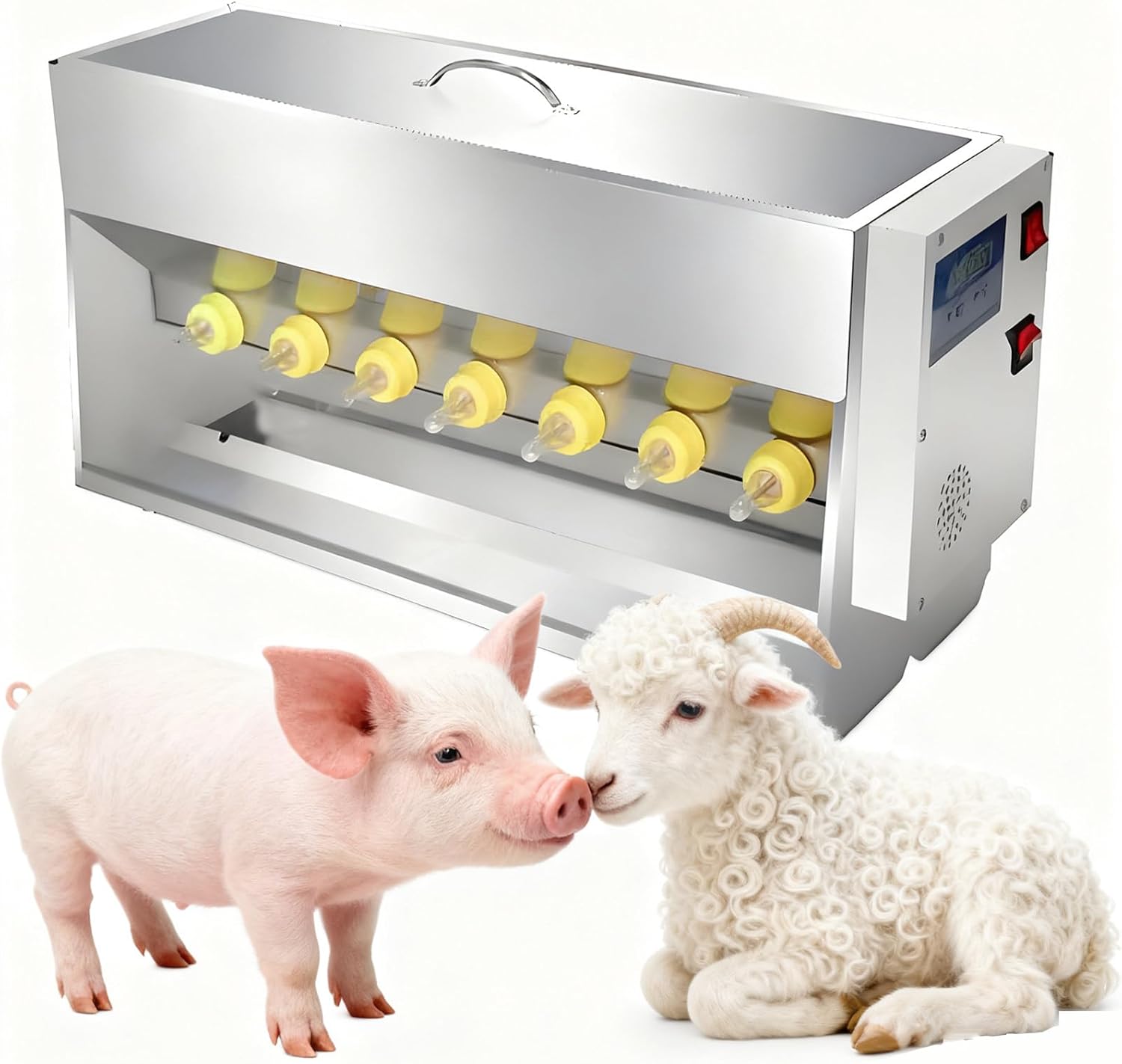 Automatic Piglet Feeding Bottle, Constant Temperature Piglet Feeding Bottle, Nipple Silicone Piglet Feeding Station, Suitable for Farms and Pastures 10 Nipples