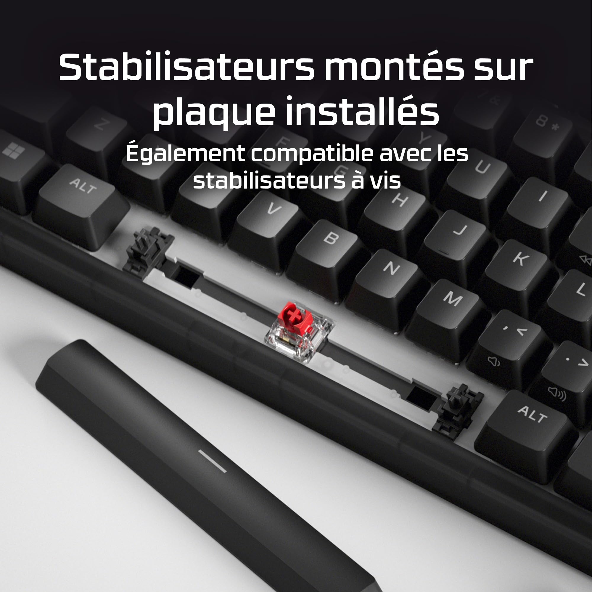 HyperX Origins 2 65, Clavier Gaming mécanique AZERTY FR, switches échangeables à Chaud, boîtier Personnalisable, Format Compact, Polling Rate 8000 Hz, RGB Personnalisable, PC/PS5/Xbox, Noir