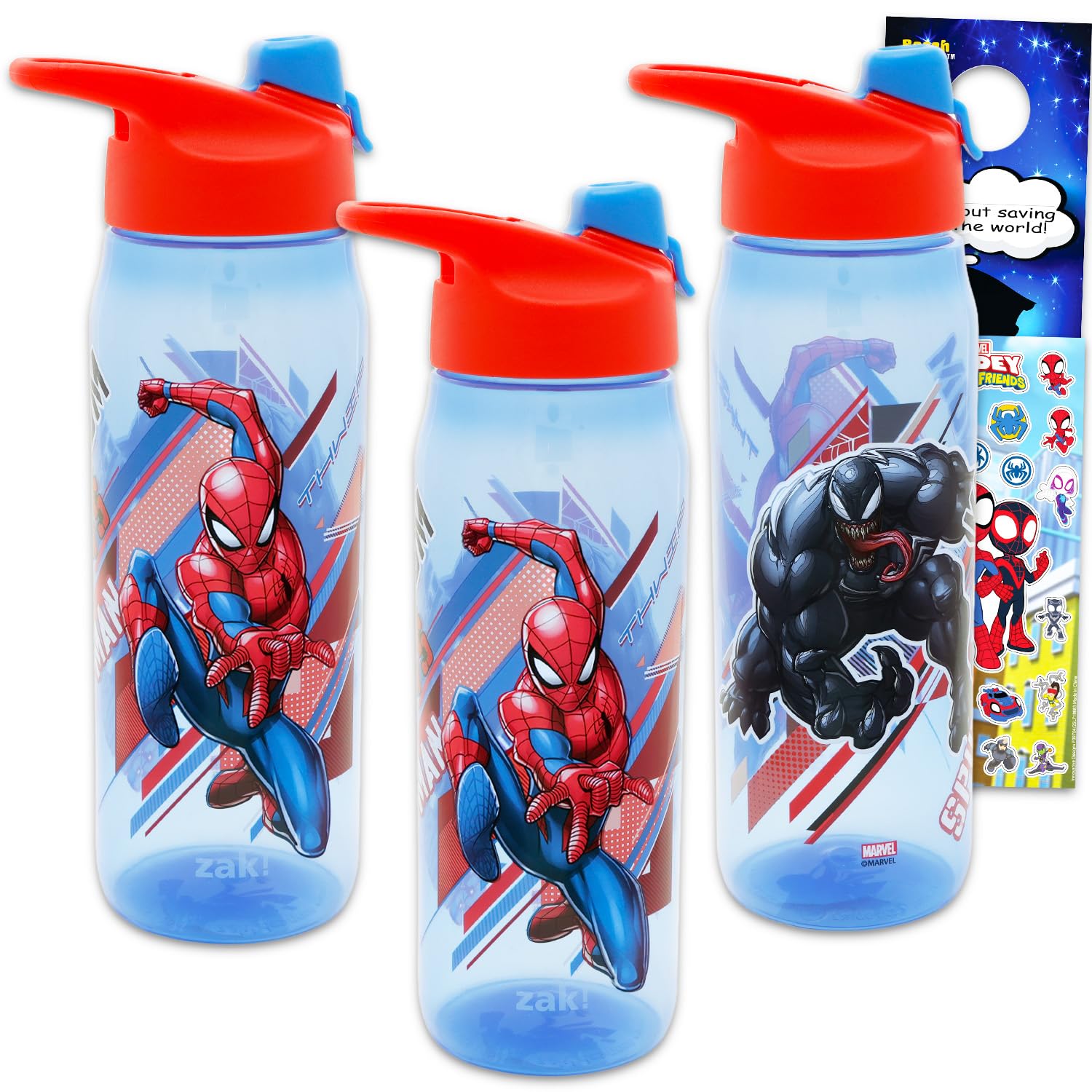 Bouteilles d'eau Spiderman Marvel par 3 gourdes réutilisables pour enfants