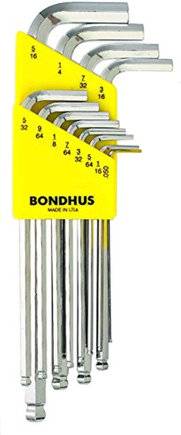 Bondhus 16936 Set of 12 Balldriver L-wrenches w/BriteGuard,Long,sizes .050-5/16"