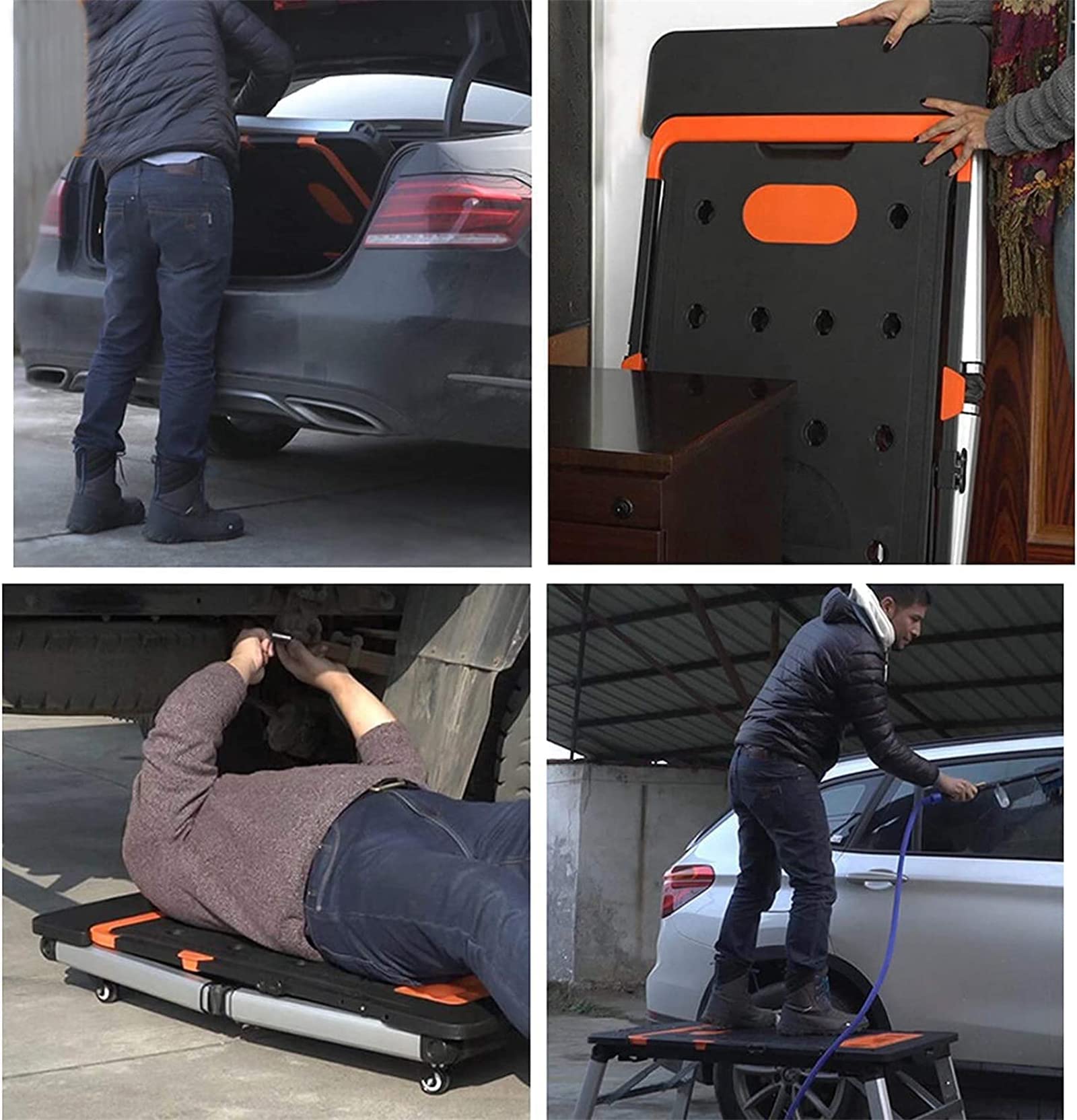Banco da lavoro universale pieghevole 7 in 1 Tavolo multifunzione Skateboard Carrello a mano Cavalletto da segare Gambe da tavolo regolabili in altezza 1140 x 590 mm