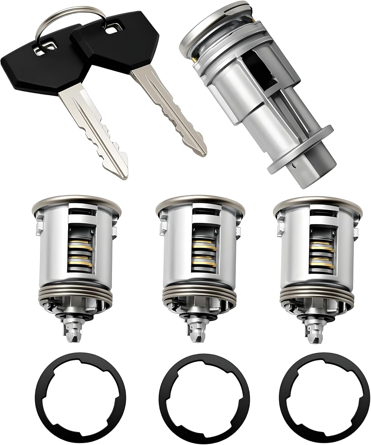 5003843AA Ignition Starter Switch Door Lock Cylinder Set withTwo Keys Fit for Jeep Wrangler TJ 2002 2003 2004 2005 2006 Ignition Key Switch Lock Cylinder Replace 5003843AB 68001713AA 4864651