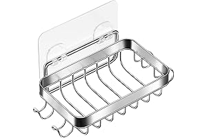 Shower Wall Soap Dish Holder:RectangleWall Mounted Draining Soap, Razor Saver for Bathroom Tiles