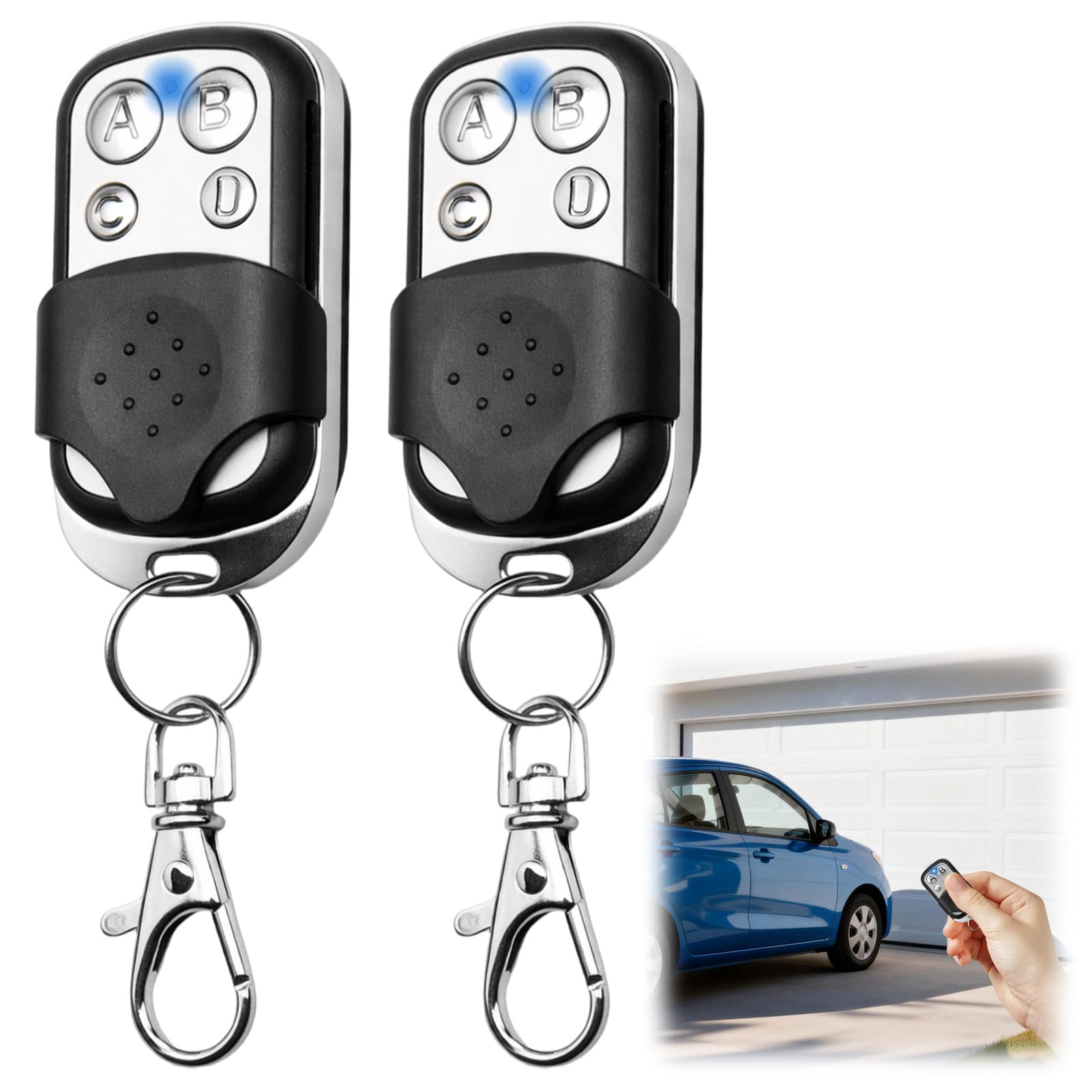 Mando Garaje Universal, 2 unidades, Mando Garaje Clonador U-niversal 433.92Mhz Multifunción con 4 Botones, Compatible con Pitido de Puerta Universal, Parking para Puerta de Garaje Automática