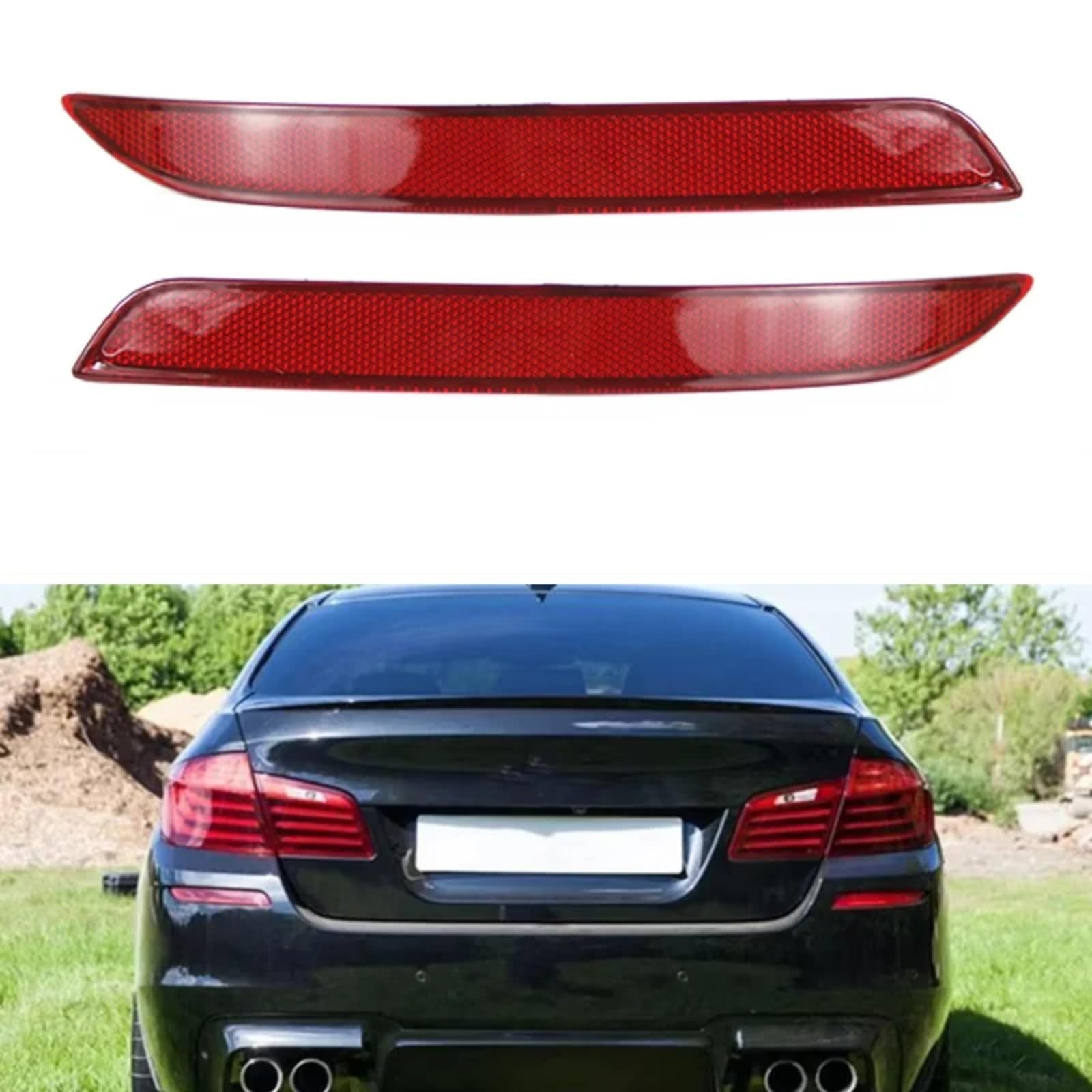 Lampada Catarifrangente Compatibile Con BMW Per Serie 5 F10 F18 2011-2016 Striscia Riflettente Per Paraurti Posteriore, Strisce Riflettenti 63147842955 63147842956(1pcs Right)