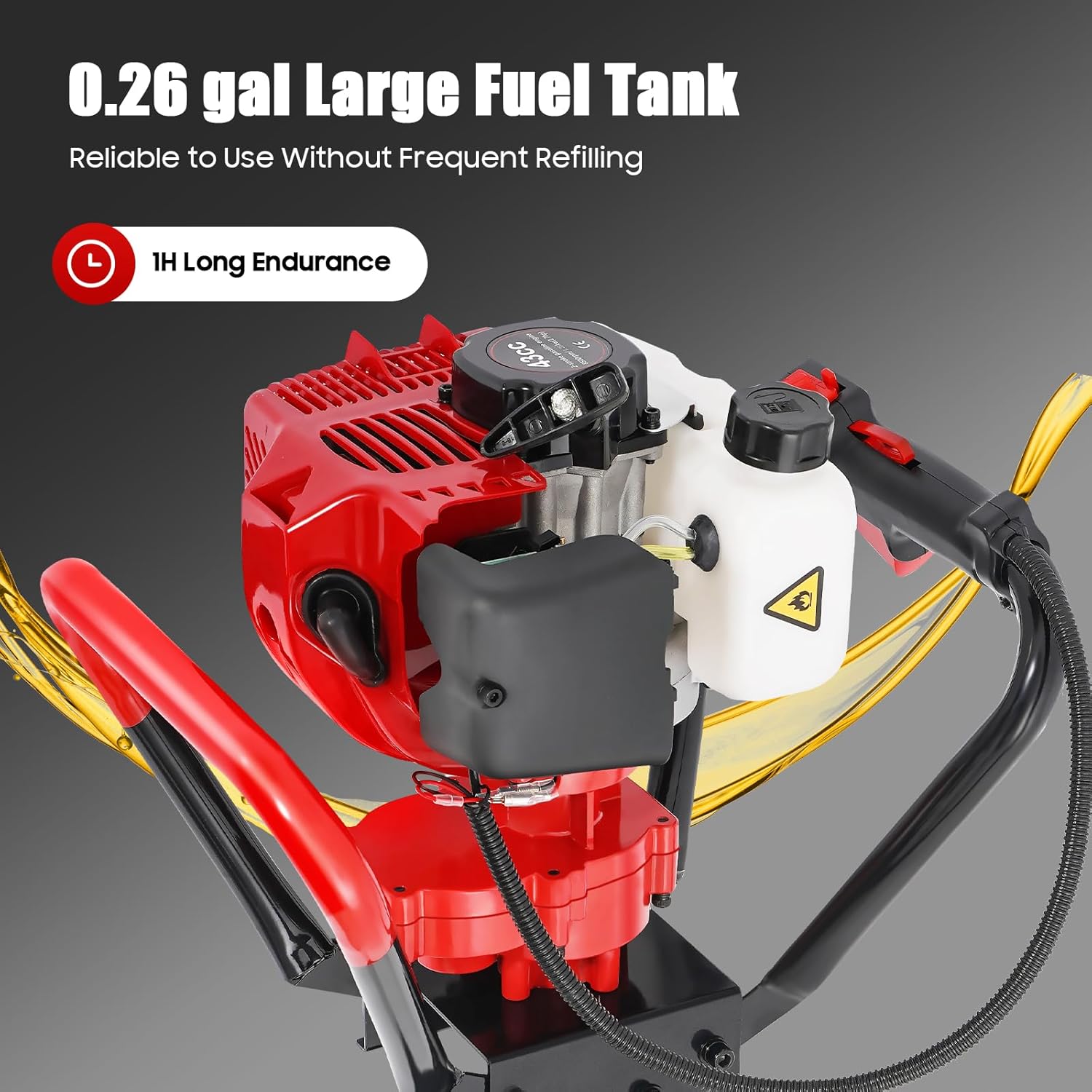Earth Auger Post Hole Digger 43CC 2-Stroke Gas Powered, Fence Earth Auger with 8Inch Drill Bit, Digging Tool for Farm Gardening Planting