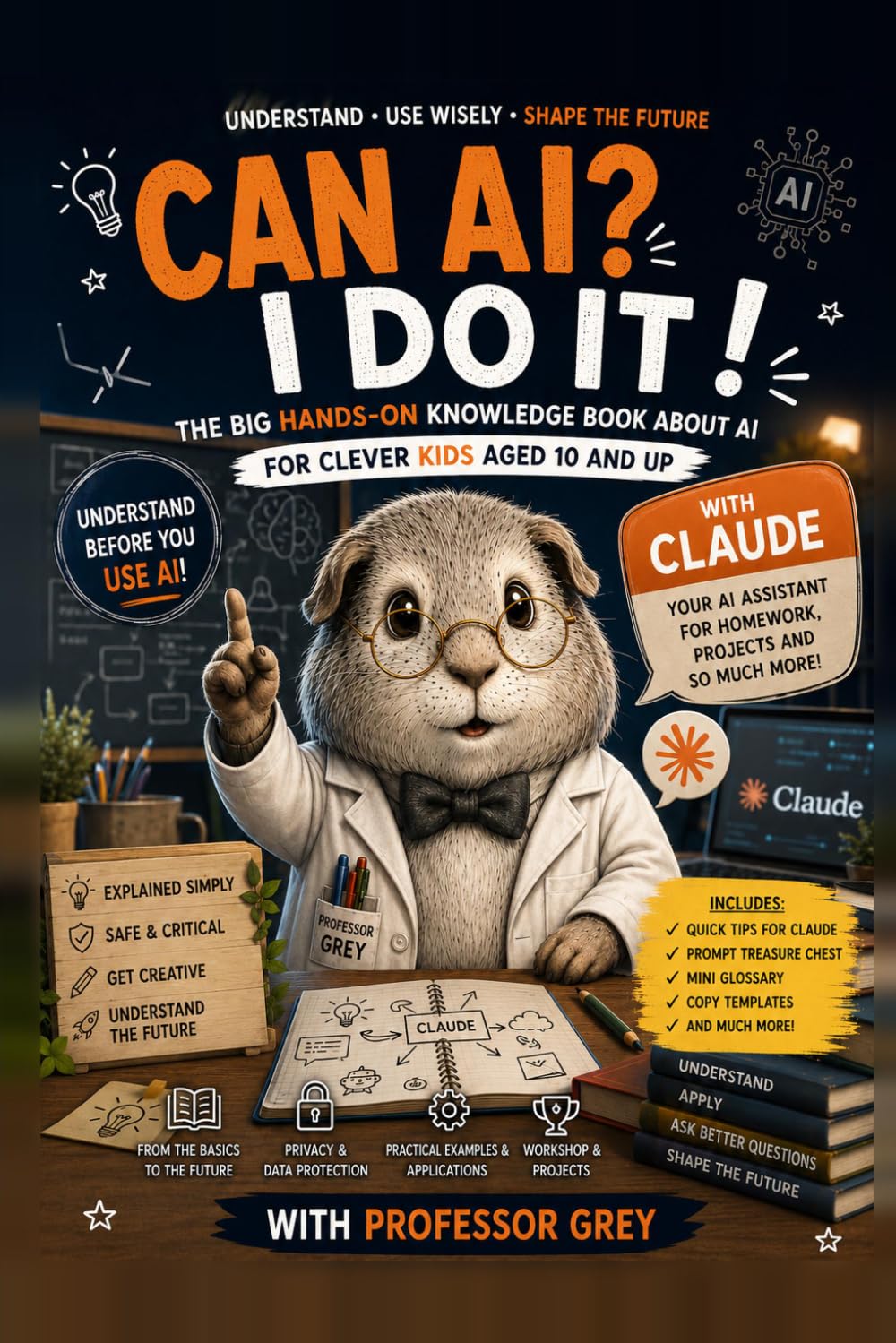 Can AI? I do it!: The Big Hands-On Knowledge Book About AI: Understand Chatbots Like Claude, Use Them Safely, and Think for Yourself, for Clever Kids Aged 10 and Up, with Professor Grey
