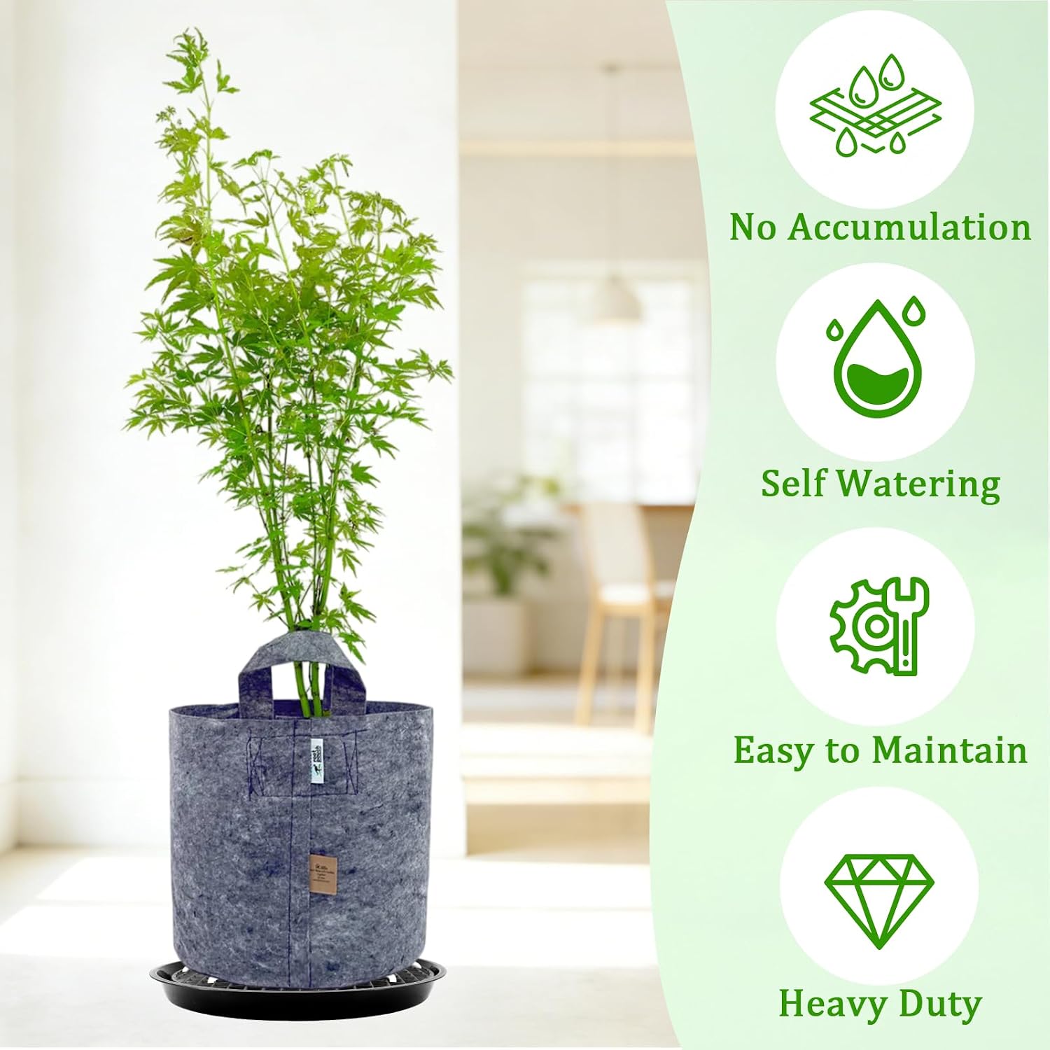 5-Pack 12" Plastic Plant Saucer, Self Watering Pots for Indoor Plants, Bottom Plant Water Catcher Tray, Indoor/Outdoor Greenhouse Garden Auto-Irrigation System for 5 Gallon Fabric Grow Bag