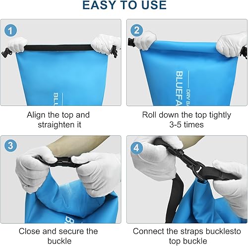 Miniatura 4 de Bolsa seca impermeable flotante enrollable Mochila impermeable para kayak, rafting, canotaje, SUP, pesca con funda impermeable IPX8, azul, 20L