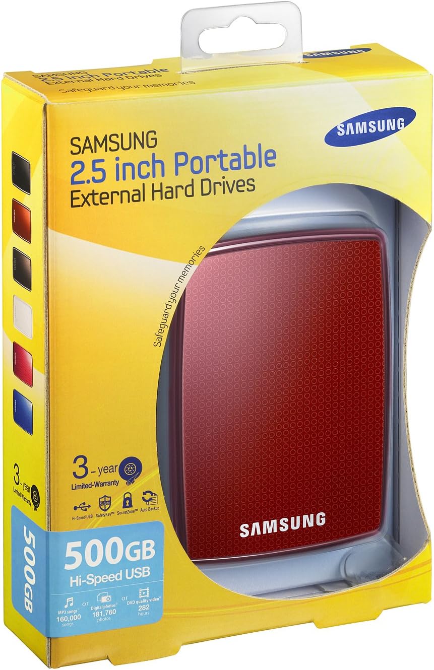 SAMSUNG S2 500 GB USB 2.0 Portable External Hard Drive HXMU050DA/G42 (Wine Red)