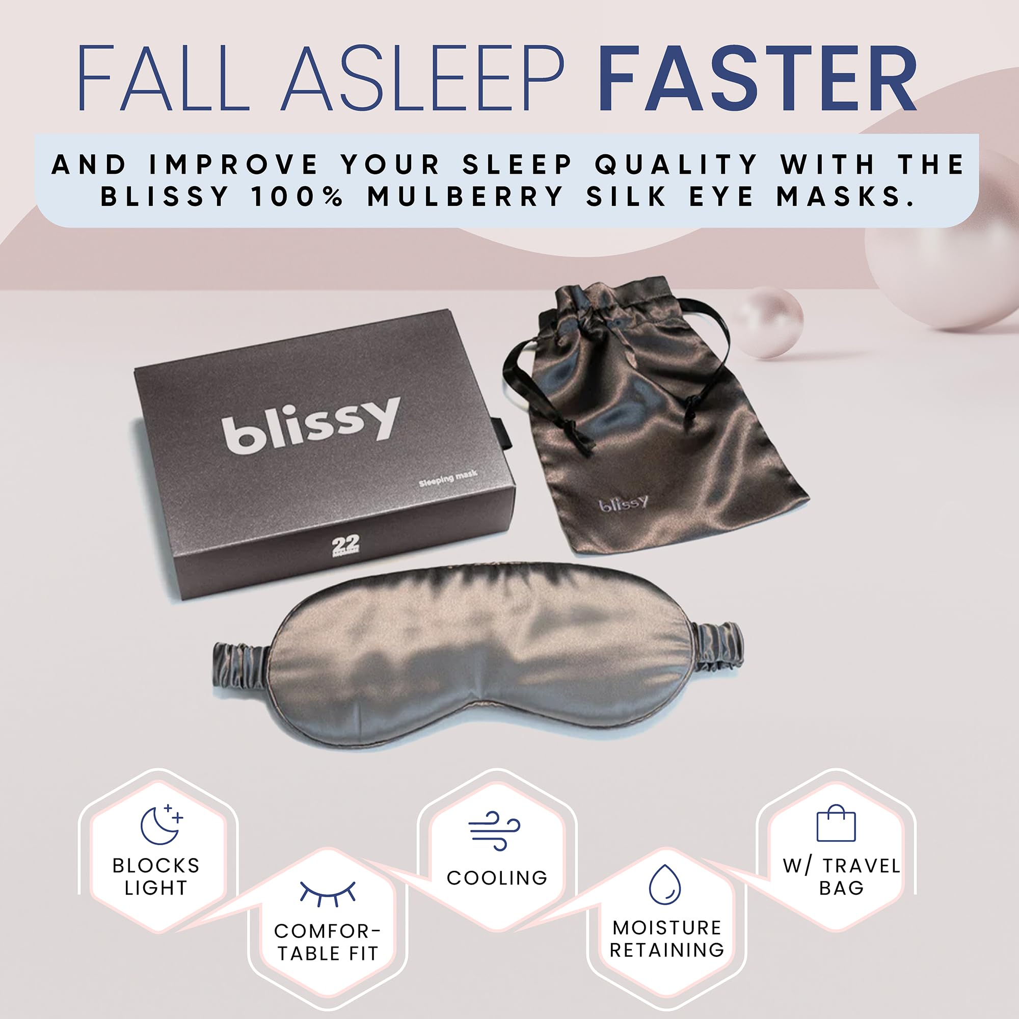 Blissy Silk Sleep Mask Silk Eye Sleeping Mask for Women & Men for