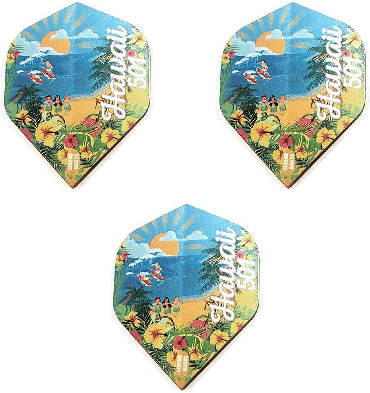 Legend DartsWayne Mardle Hawaii 501 Standard Flights, 100 Micron (3 Sets - 9 Flights)