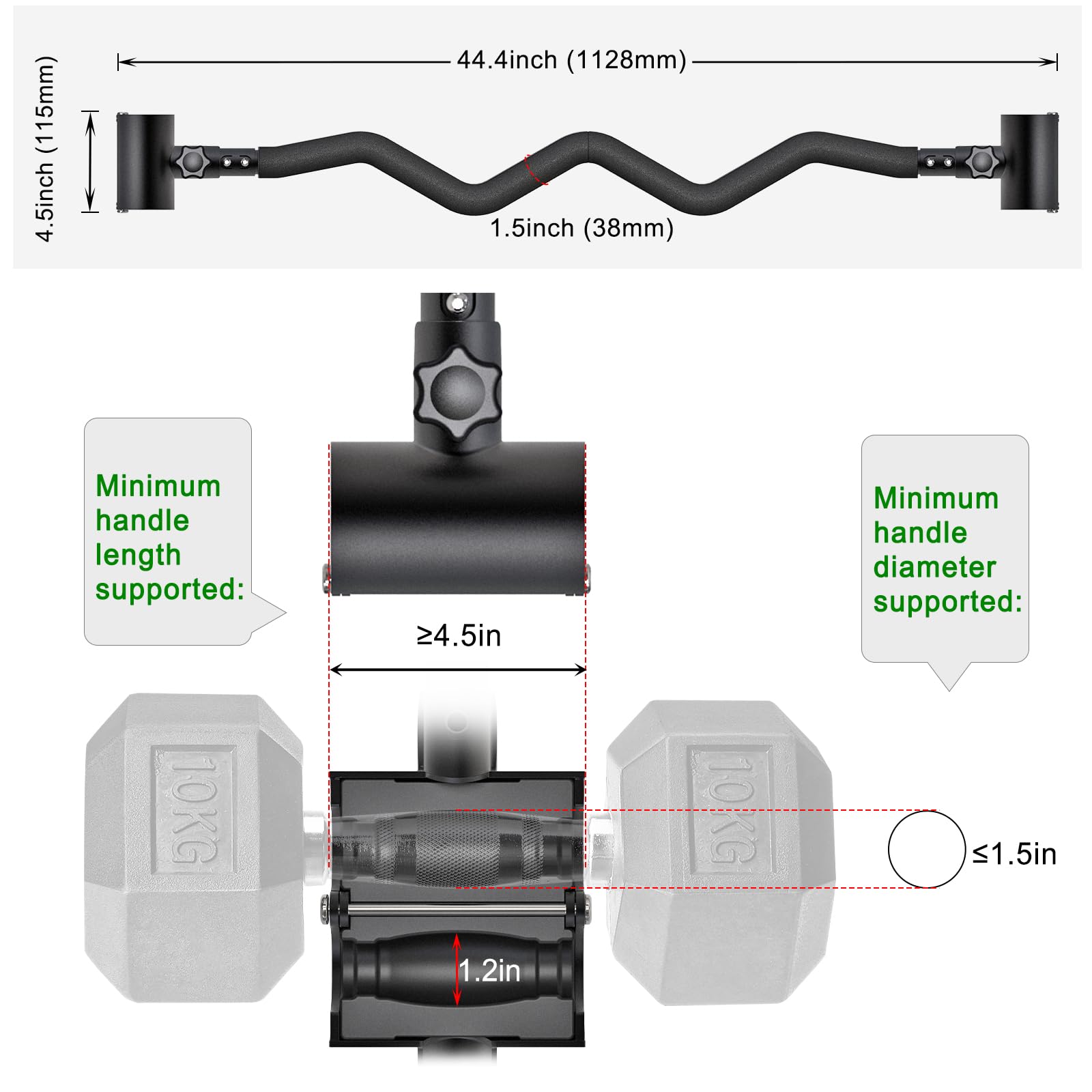 Kipika Convertisseur d'haltères réglable en haltère – Adaptateur de barre de curling EZ – Équipement d'haltérophilie polyvalent pour salle de sport à domicile