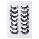 Mebver Russian Strip Lashes False Eyelashes Cat Eye Lashes Faux Mink Lashes Natural Look Fake Eyelashes Fluffy Wispy Lashes That Look Like Extensions Pestaas Postizas D Curl Lash Strips 7 Pairs Pack