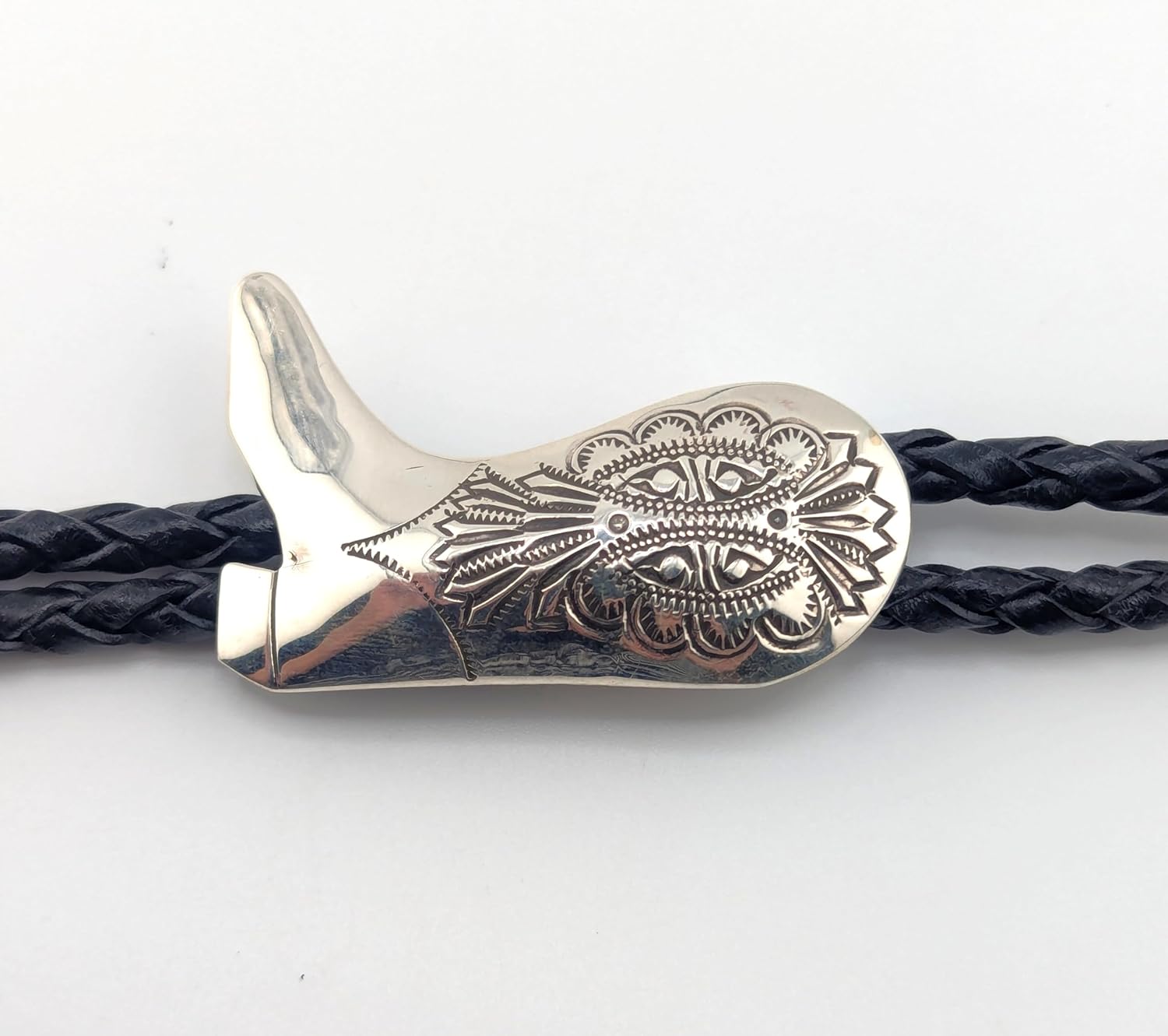 Bolo Tie Sterling Silver Western Cowboy Boot Native American Handmade Jewelry