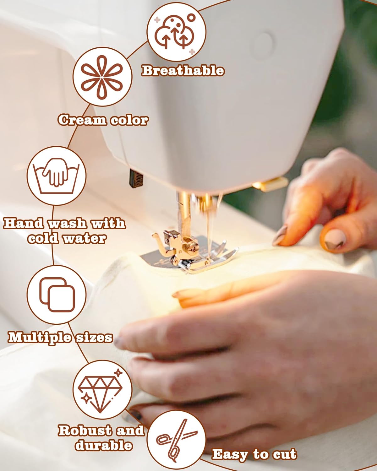 FIVEIZERO 100% Cotton Muslin Fabric by The Yard,63in x 3yd Cream Bleached Cotton Muslin Cloths–Medium Weight Beige Calico Fabric for Sewing,Quilting,Embroidery,Crafts & Apparel Projects