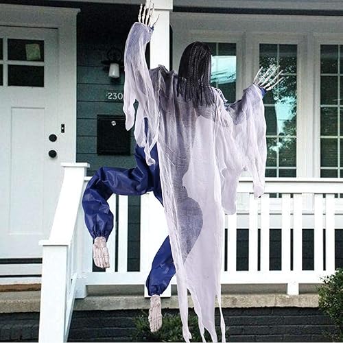 Miniatura 2 de Decoraciones de Halloween de 63 pulgadas, decoraciones de zombis escaladores de Halloween al aire libre, tamaño real, zombi colgante de zombi muerto