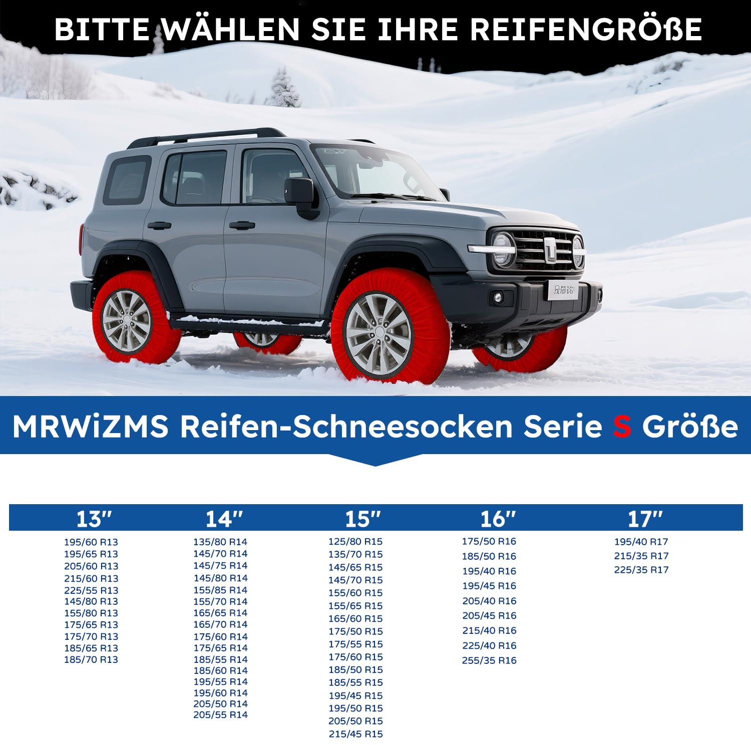 Chausette Neige, Set of 2 Chausette Neige Voiture, Chausette Voiture Neige, Chausette Pneu Neige, 6 Tailles. (S)