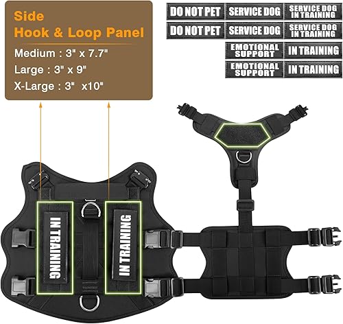 Miniatura 5 de WINSEE Chaleco de entrenamiento para perros de servicio con 10 parches para mascotas, chaleco táctico MOLLE de trabajo para perros grandes, arnés de