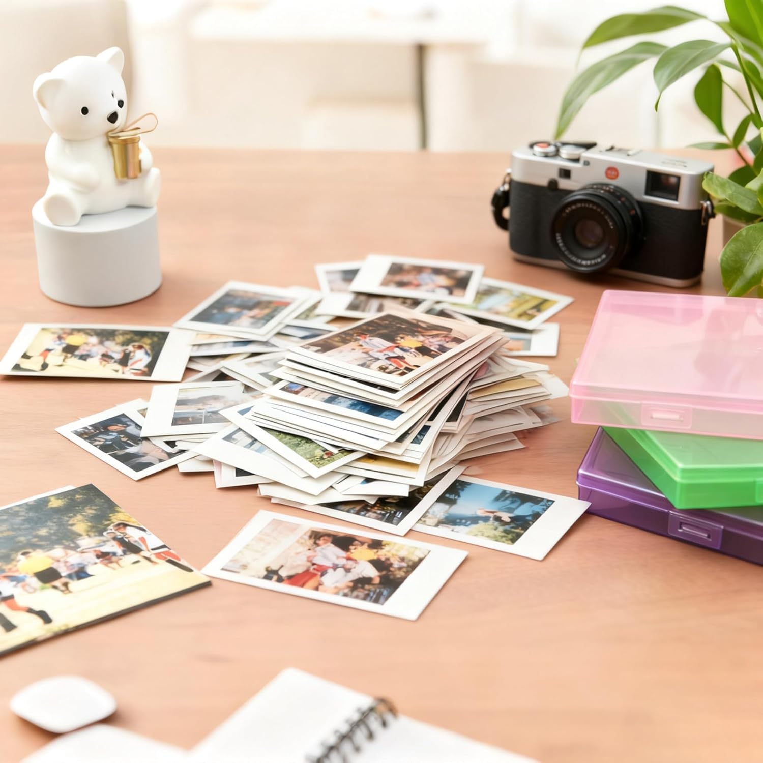 VITEVER Fotoaufbewahrungsbox 5x7, 18 Innenfächer, extra großer Organizer, Aufbewahrungsbox für Fotos, Kunststoff-Aufbewahrungsbox für Aufkleber, Stempel, Samen (Color)