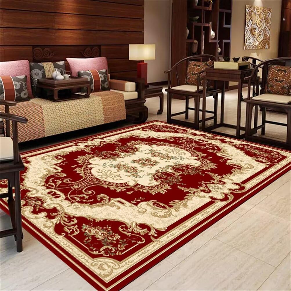 Descente de lit tapis rouge vintage floral 100x200 pour une chambre fille cosy