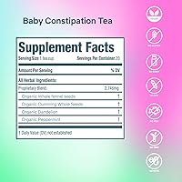 Vista 7 de Secrets Of Tea Té para aliviar el estreñimiento para bebés, natural USDA orgánico sin cafeína, té para cólicos, gases y reflujo ácido del bebé
