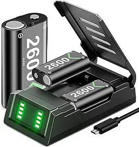 VOYEE Charger for Xbox Controller Battery Pack, 3x2600mAh High Capacity Xbox Rechargeable Battery Pack with Fast Charger Station, Led Indicator, Protective Shell for Xbox One/S/X/Elite/Series X|S